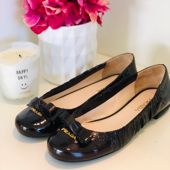 Prada Shoes - Prada black patent flats size 37